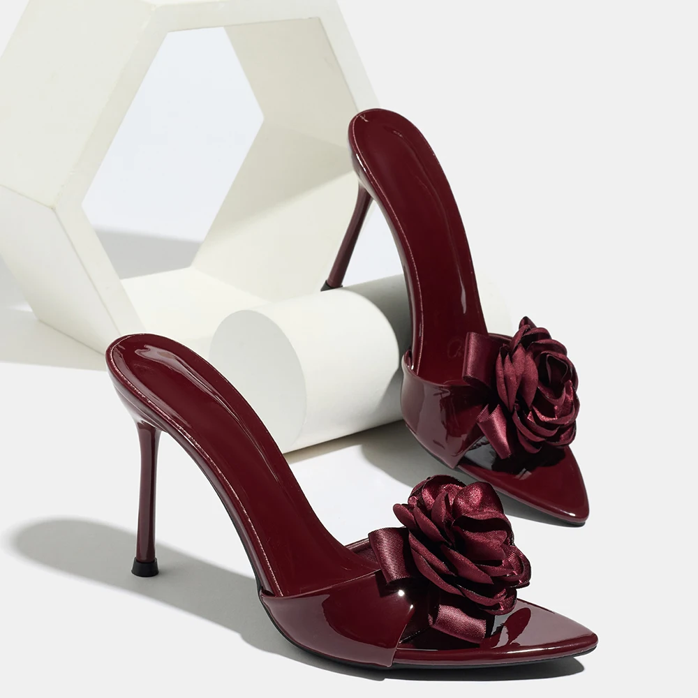 Ladies' summer new style high-heeled sandals three-dimensional flowers patent leather pointed toe wine red high-heeled sandals
Ladies' summer new style high-heeled sandals three-dimensional flowers patent leather pointed toe wine red high-heeled sandals