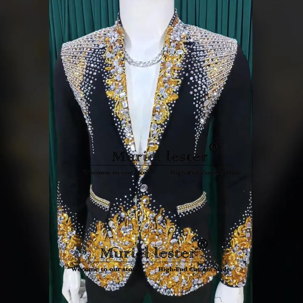 Crystal Beaded Suits Men Slim Fit Exquisite Single Breasted Prom Blazer Customized 2-Piece Groom Wedding Tuxedo
Crystal Beaded Suits Men Slim Fit Exquisite Single Breasted Prom Blazer Customized 2-Piece Groom Wedding Tuxedo