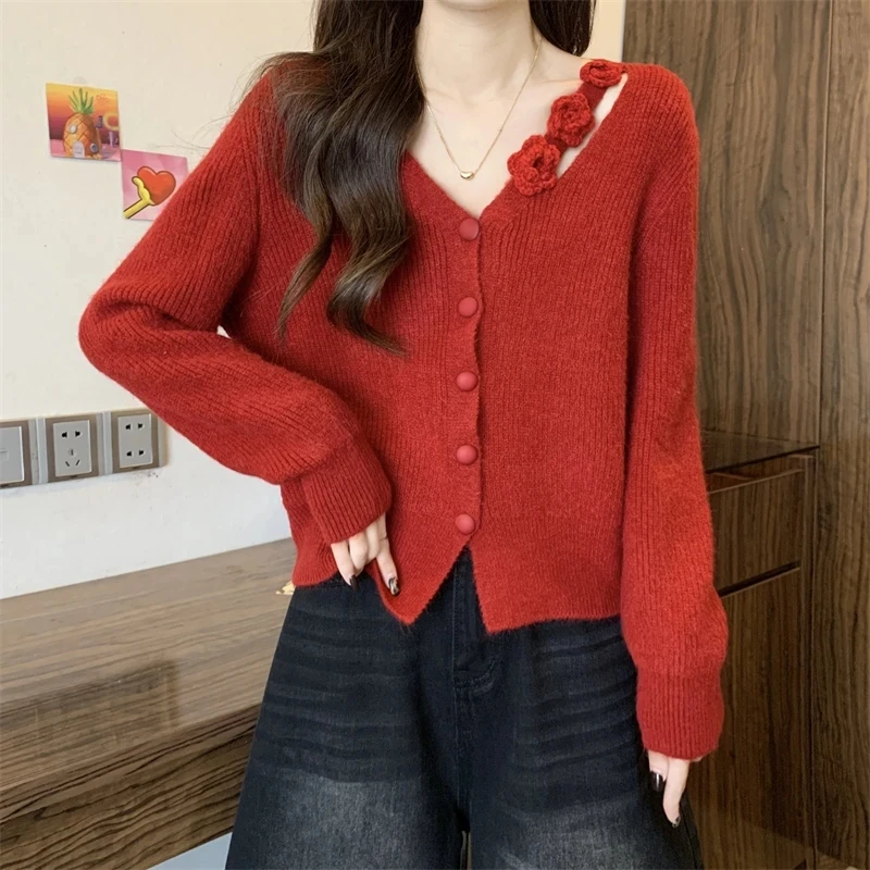 Кардиган с v-образным вырезом и цветочным принтом, женский свитер, осенне-зимняя одежда, женские новые модные тонкие вязаные топы с короткими рукавами и длинными рукавами
Кардиган с v-образным вырезом и цветочным принтом, женский свитер, осенне-зимняя одежда, женские новые модные тонкие вязаные топы с короткими рукавами и длинными рукавами