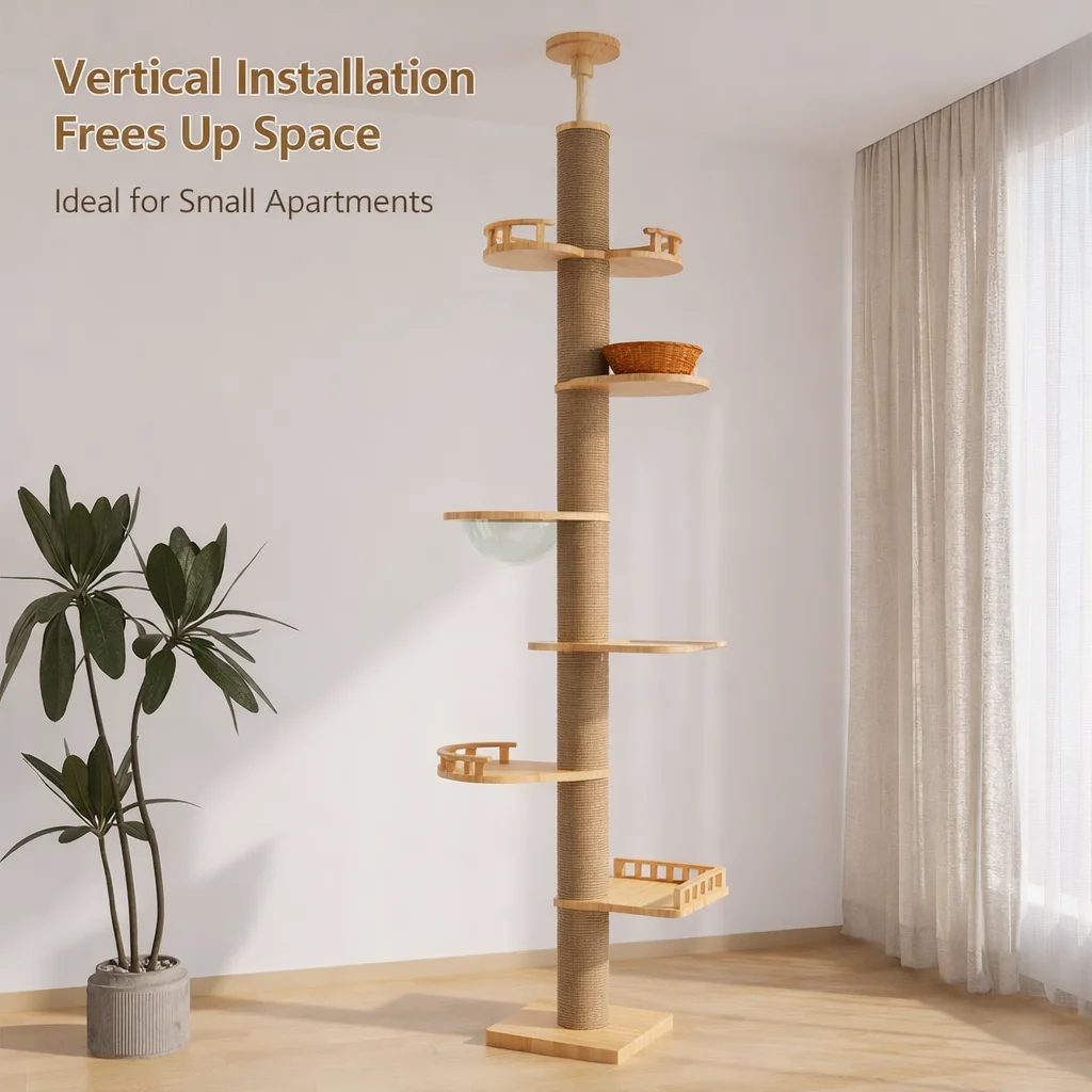 Tall Floor to Ceiling Cat Tree with Condo Scratching Post and Toys Space Saving Vertical Climbing Tower for Cats
Tall Floor to Ceiling Cat Tree with Condo Scratching Post and Toys Space Saving Vertical Climbing Tower for Cats