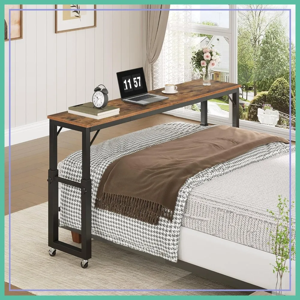 Overbed Table with Wheels, Mobile Bed Desk for Queen Size, 36"-43.5" Adjustable Height, Recliner Desk, Rolling Cross Bed, Rustic Brown
Overbed Table with Wheels, Mobile Bed Desk for Queen Size, 36"-43.5" Adjustable Height, Recliner Desk, Rolling Cross Bed, Rustic Brown