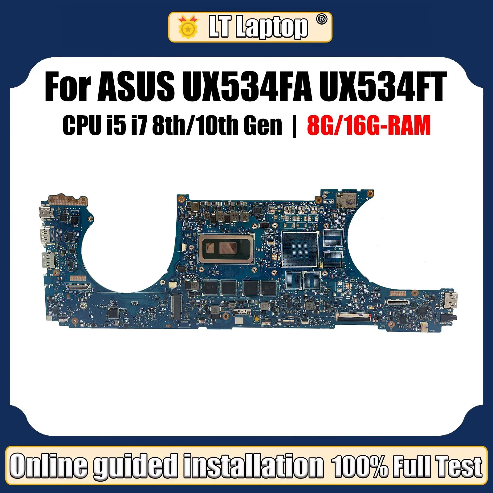 LT Laptop UX534FA Mainboard For ASUS UX534FAC UX534F UX534FN UX534FT UX534FTC Motherboard i5 i7 8th/10th Gen CPU GTX1650/UMA
LT Laptop UX534FA Mainboard For ASUS UX534FAC UX534F UX534FN UX534FT UX534FTC Motherboard i5 i7 8th/10th Gen CPU GTX1650/UMA