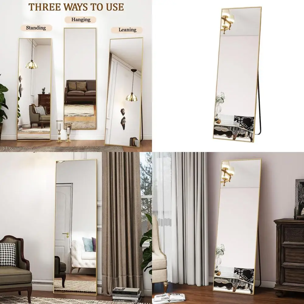 56x21 Full-Length Bedroom Floor Mirror with Stand, Large Gold Frame, Versatile for Leaning, Standing, or Hanging
56x21 Full-Length Bedroom Floor Mirror with Stand, Large Gold Frame, Versatile for Leaning, Standing, or Hanging