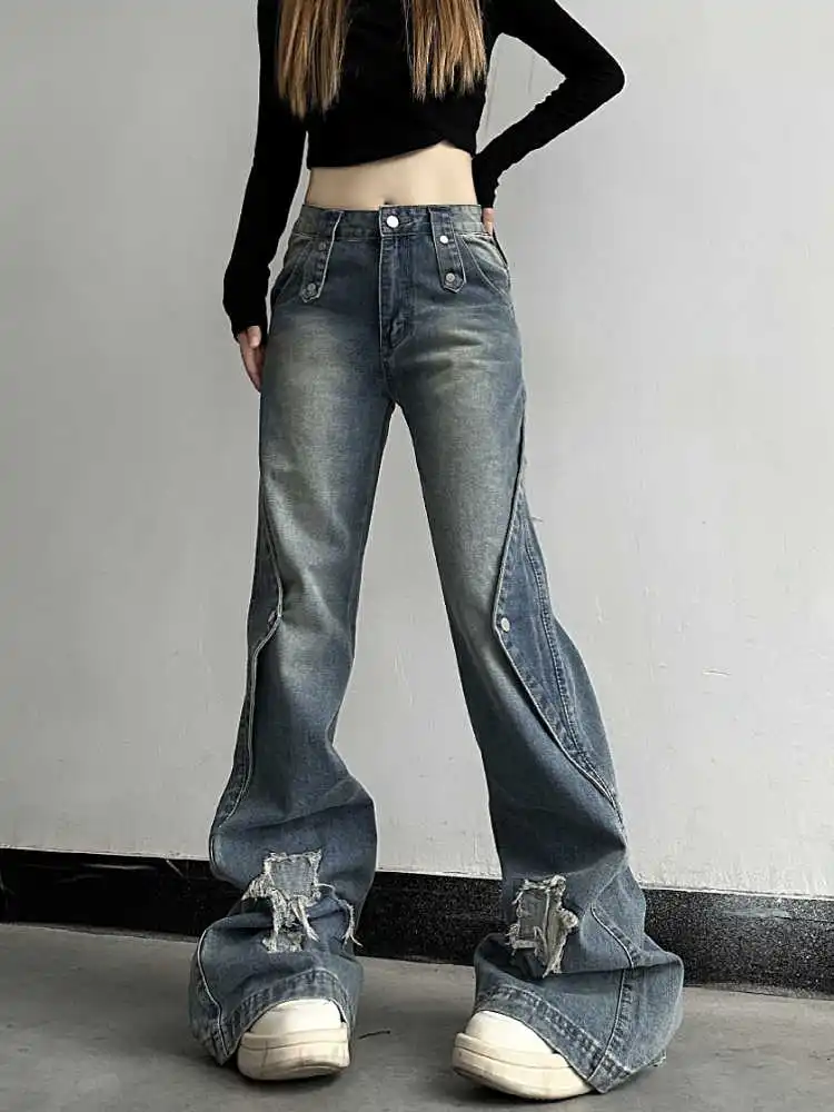 Y2K Blue Jeans for Women High Quality High Waist American Street Wide Leg Pants Hip Hop Vintage Straight 2024 Autumn Trousers
Y2K Blue Jeans for Women High Quality High Waist American Street Wide Leg Pants Hip Hop Vintage Straight 2024 Autumn Trousers