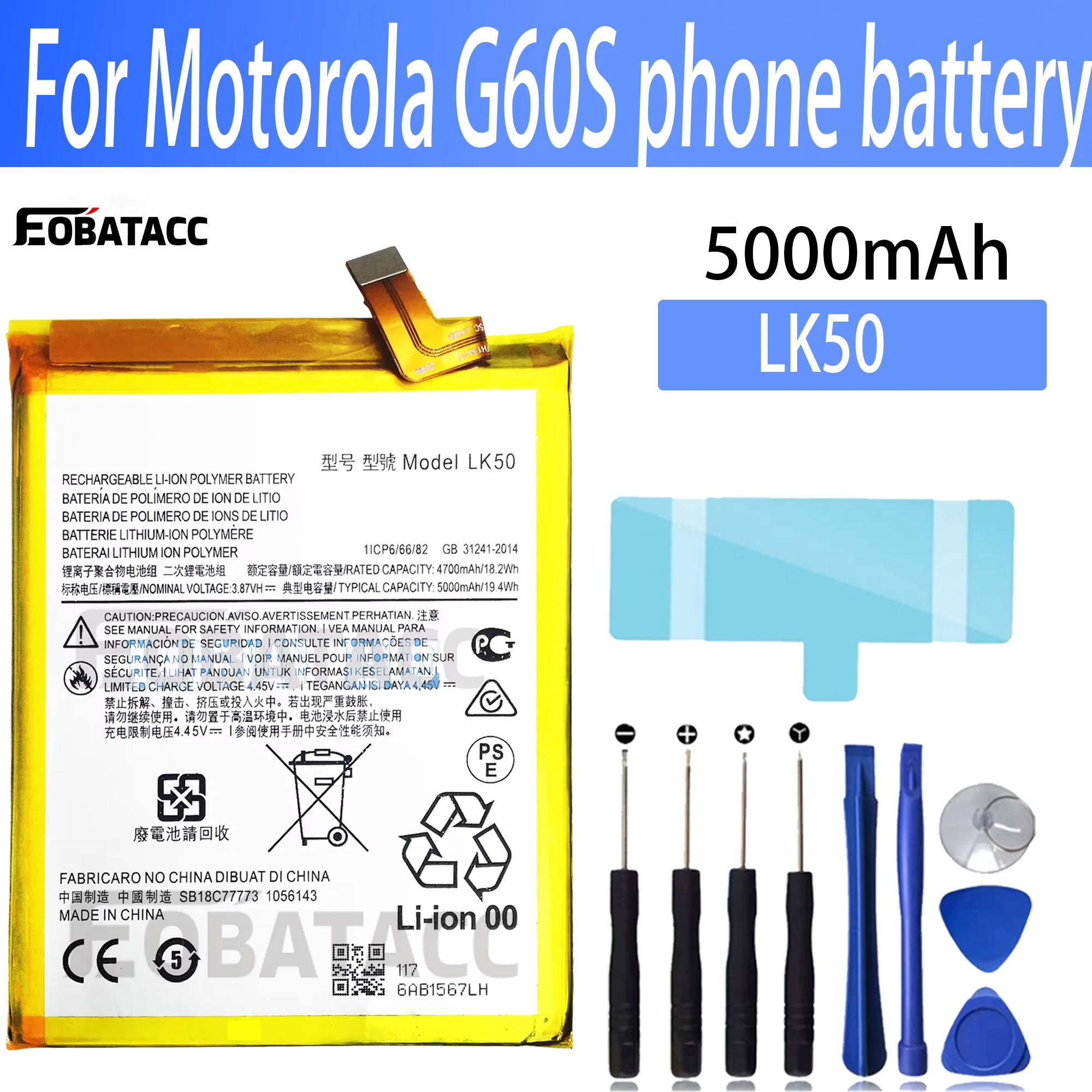 100% Новый оригинальный аккумулятор LK50 для Motorola G60S аккумулятор + Бесплатные инструменты
100% Новый оригинальный аккумулятор LK50 для Motorola G60S аккумулятор + Бесплатные инструменты
