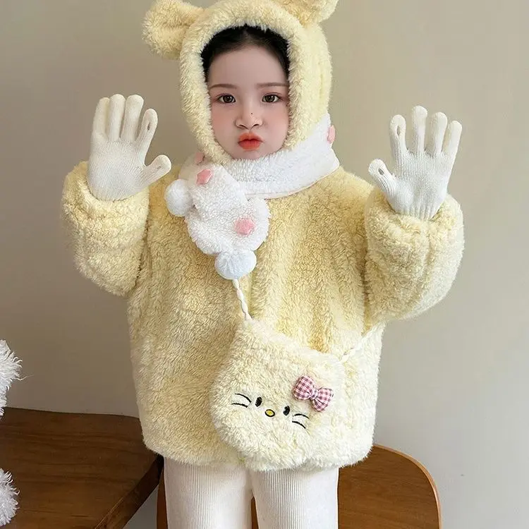 Sanrio Girls' Autumn and Winter Coat Plush Hooded Jacket New Warm Winter Clothes Hello Kitty Children Cute Outerwear Toddler Fur
Sanrio Girls' Autumn and Winter Coat Plush Hooded Jacket New Warm Winter Clothes Hello Kitty Children Cute Outerwear Toddler Fur