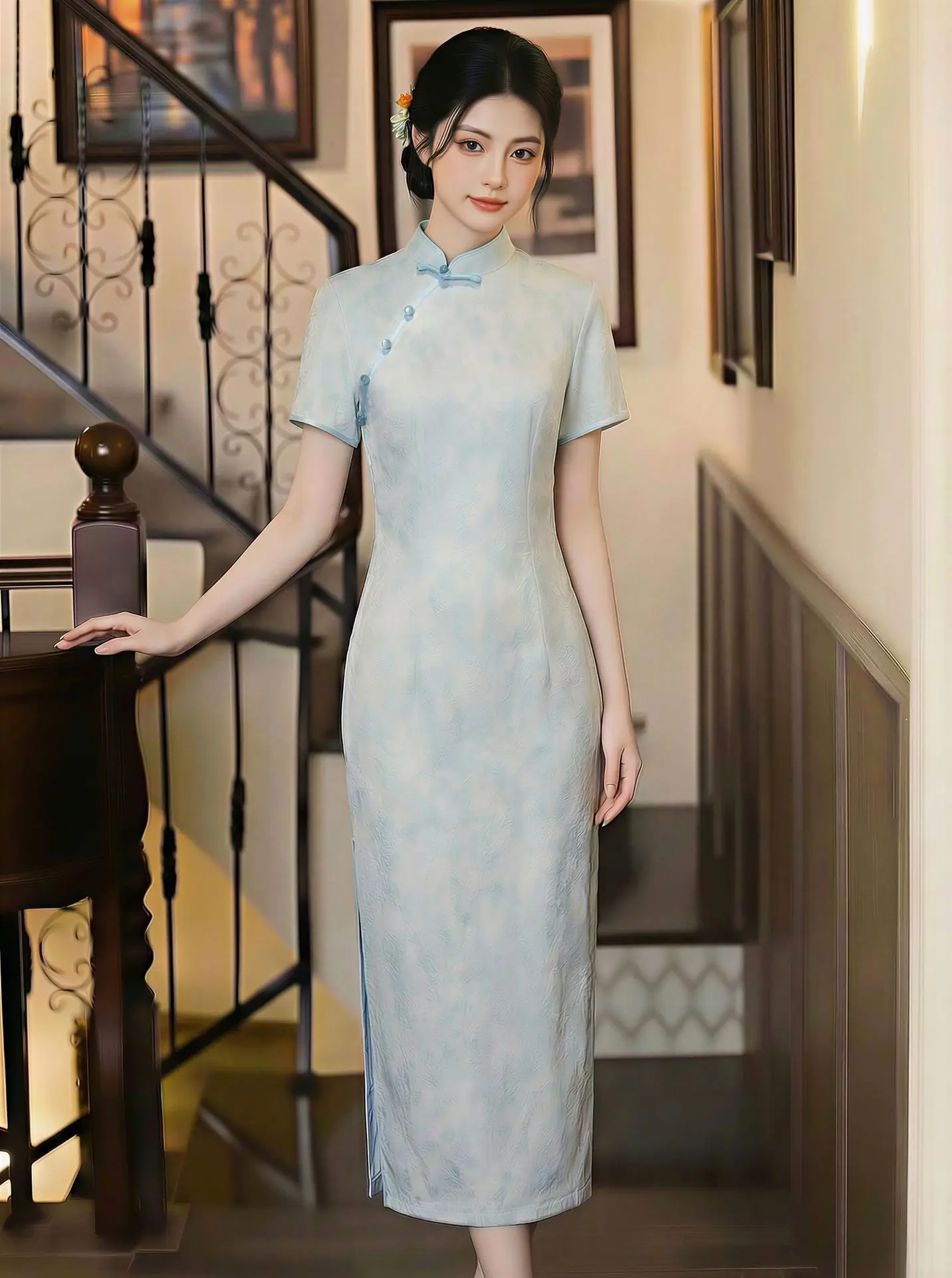 Summer National Style Chinese Short Sleeve Qipao Young Style Female Stand Collar Cheongsam Dress
Summer National Style Chinese Short Sleeve Qipao Young Style Female Stand Collar Cheongsam Dress