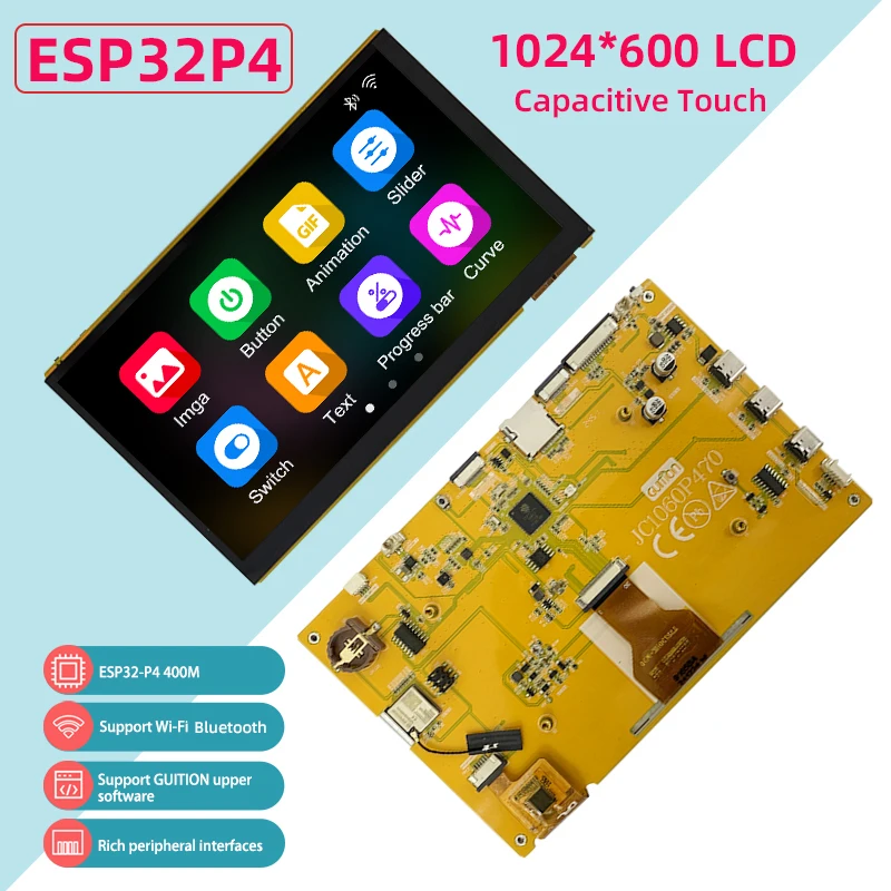 Макетная плата ESP32P4, 7 дюймов, емкостный сенсорный экран 1024x600, дисплей DSI MIPI, 32 МБ PSRAM, 16 МБ, флэш-Wi-Fi, Bluetooth Type-C
Макетная плата ESP32P4, 7 дюймов, емкостный сенсорный экран 1024x600, дисплей DSI MIPI, 32 МБ PSRAM, 16 МБ, флэш-Wi-Fi, Bluetooth Type-C