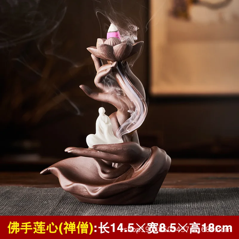 Ceramic reverse incense burner Zen Buddha hand creative home use agarwood incense burner incense stick reverse incense purple sa
Ceramic reverse incense burner Zen Buddha hand creative home use agarwood incense burner incense stick reverse incense purple sa
