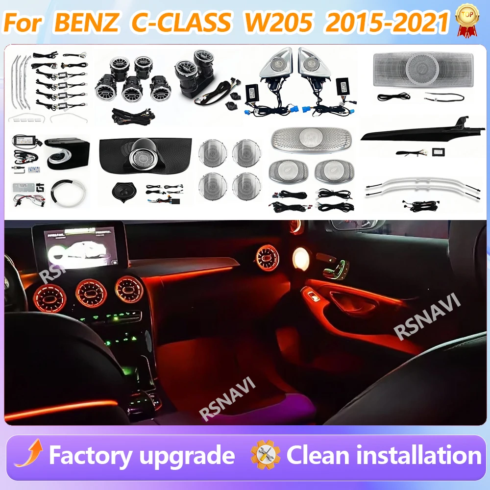 For Benz C-Class W205 2015-2021 64 Colour LED Ambient Light Air Vents 4D Speaker Original Car Upgrade Part car accessories
For Benz C-Class W205 2015-2021 64 Colour LED Ambient Light Air Vents 4D Speaker Original Car Upgrade Part car accessories