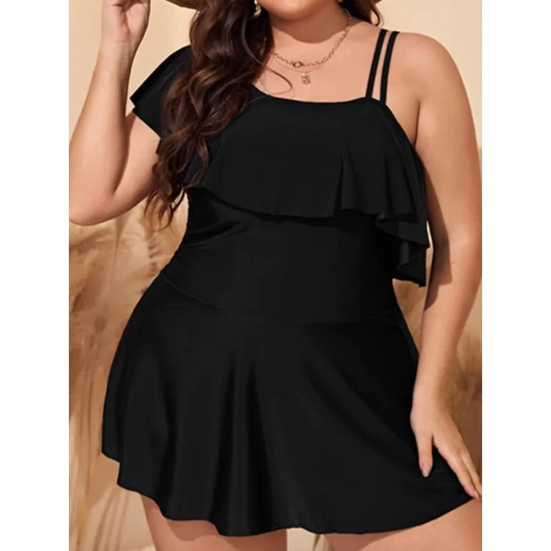 Black Swimwear Women Plus Size Two Pieces Swimsuit Ladies Big One Shoulder Ruffle Tankini Bathing Suit
Black Swimwear Women Plus Size Two Pieces Swimsuit Ladies Big One Shoulder Ruffle Tankini Bathing Suit