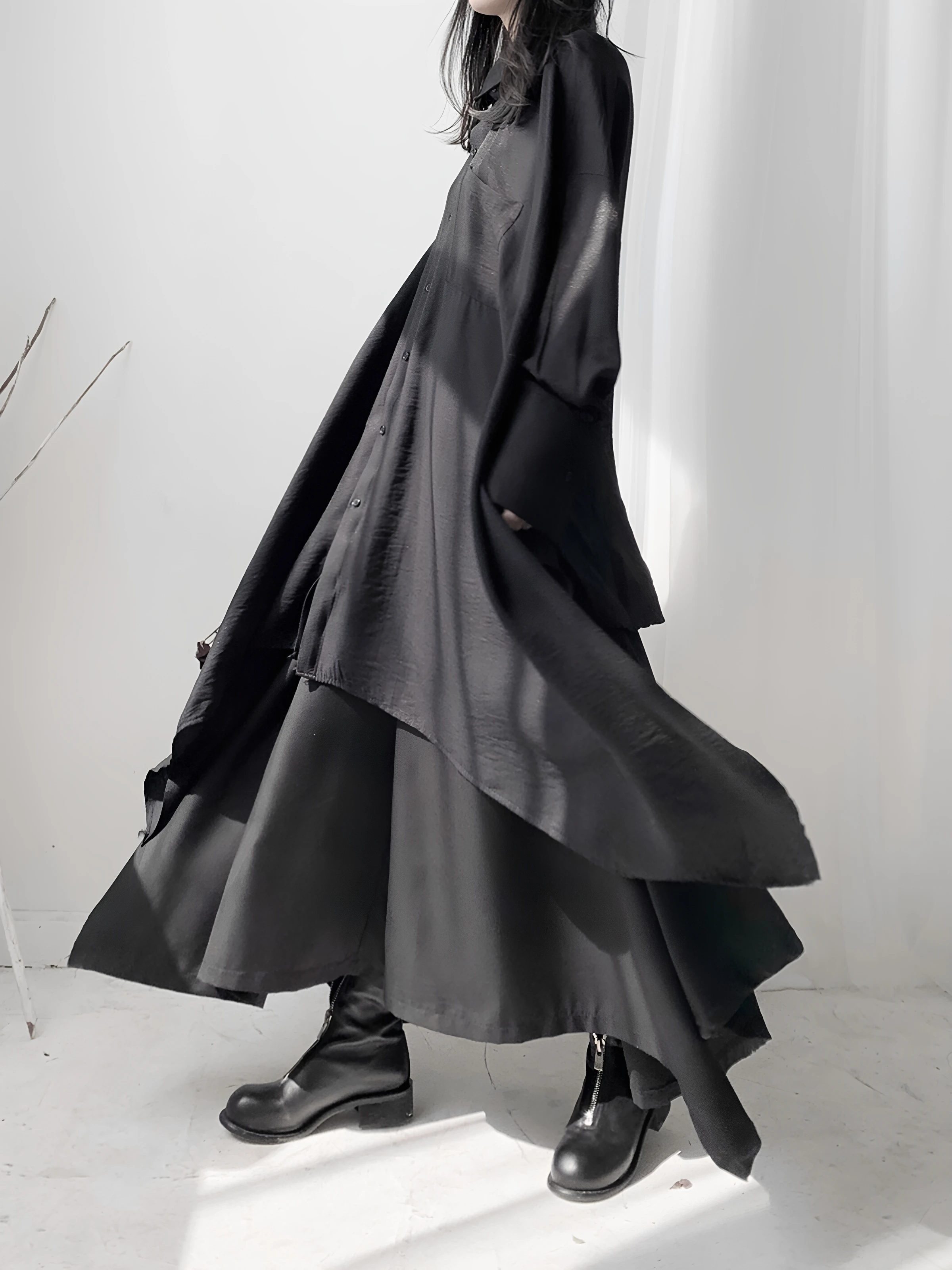Original Design Loose Long Asymmetric Women's Shirt Mountain Style Dark Series Unique Design Casual Breathable Polyester Shirt
Original Design Loose Long Asymmetric Women's Shirt Mountain Style Dark Series Unique Design Casual Breathable Polyester Shirt