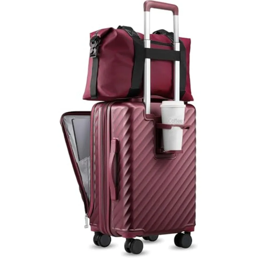 Carry On Luggage with Front Compartment and Cup Holder KVF Expandable PC Hard Shell Suitcase with Front Pocket FX-Plus Ruby Red
Carry On Luggage with Front Compartment and Cup Holder KVF Expandable PC Hard Shell Suitcase with Front Pocket FX-Plus Ruby Red