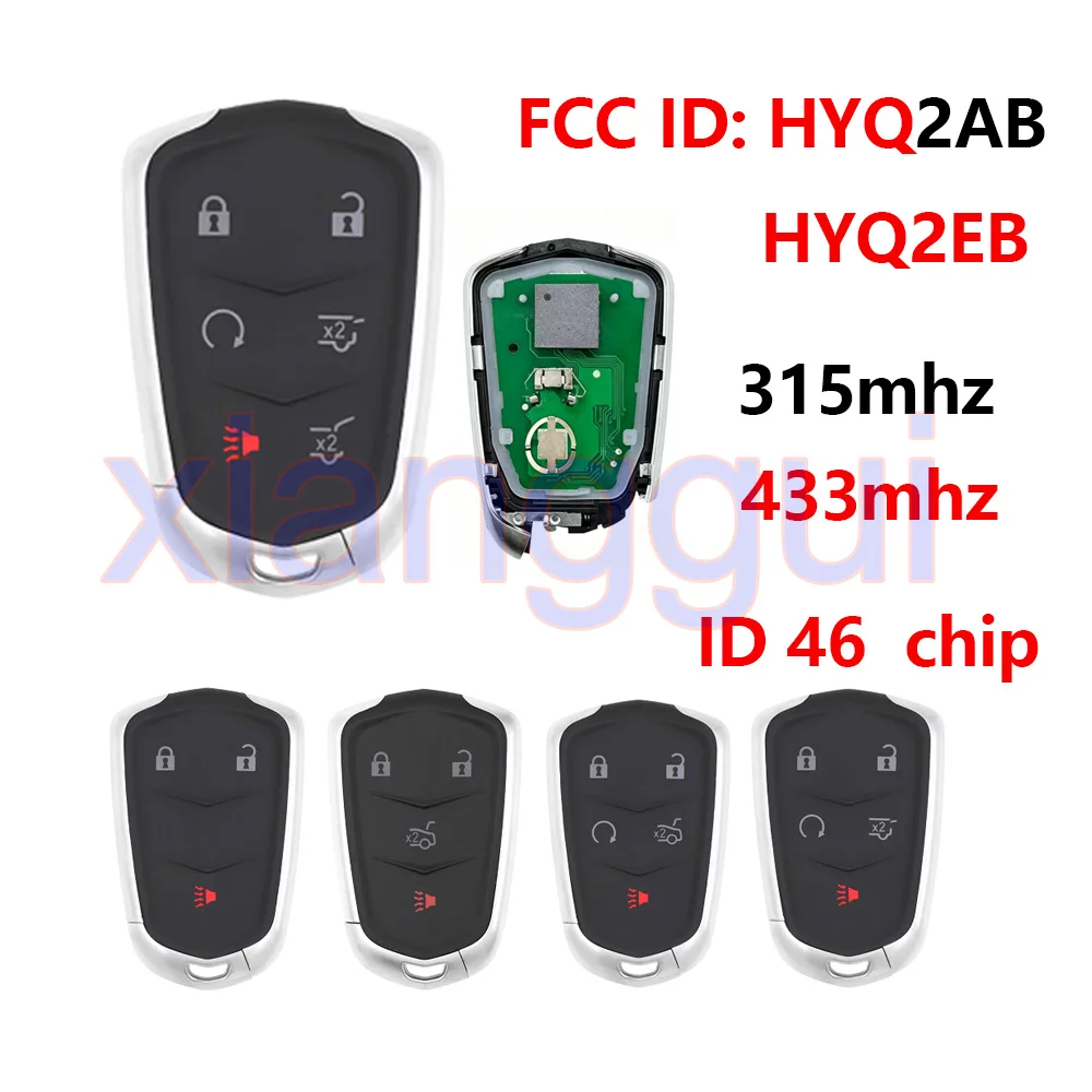 ID46chip 315mhz/HYQ2AB 433mhz/HYQ2EB Car Remote Key Fob for Cadillac Xt5 XTS CTS SRX ATSL XT4 CT6 ATS Escalade ESV DTS ELR STS
ID46chip 315mhz/HYQ2AB 433mhz/HYQ2EB Car Remote Key Fob for Cadillac Xt5 XTS CTS SRX ATSL XT4 CT6 ATS Escalade ESV DTS ELR STS