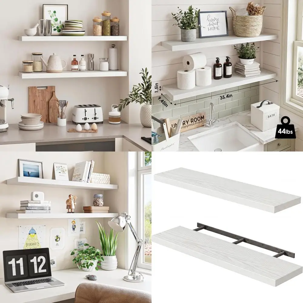 Rustic 35 Heavy-Duty Wall Shelves - Set of 2 for Living Room, Bedroom, Kitchen, and Storage
Rustic 35 Heavy-Duty Wall Shelves - Set of 2 for Living Room, Bedroom, Kitchen, and Storage