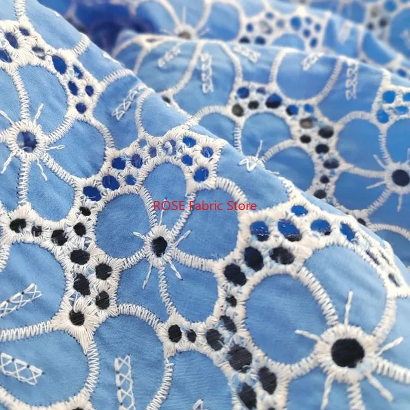 Flower Hollow-out Embroidered Blue Cotton Fabric for Boho Dress, Bridal Dress, Summer Dress, Curtains
Flower Hollow-out Embroidered Blue Cotton Fabric for Boho Dress, Bridal Dress, Summer Dress, Curtains