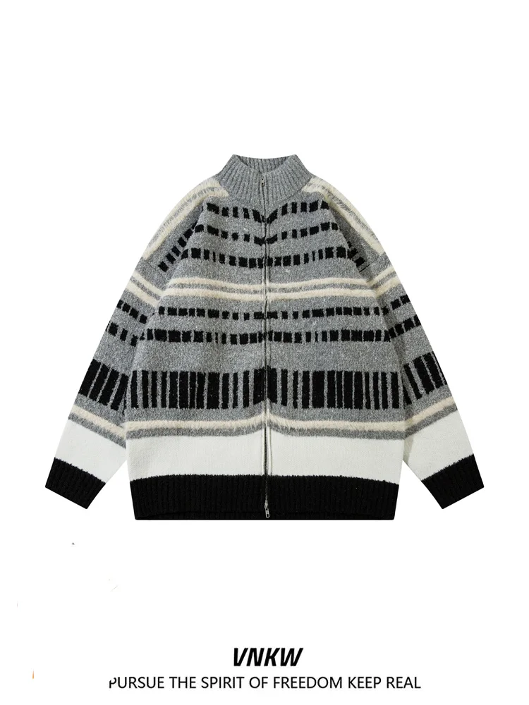 Retro Thiened Zipper Stand Collar Knitted Sweater for Men And Women Lazy Sle Couple Open Cardigan Knitted Outerwear
Retro Thiened Zipper Stand Collar Knitted Sweater for Men And Women Lazy Sle Couple Open Cardigan Knitted Outerwear