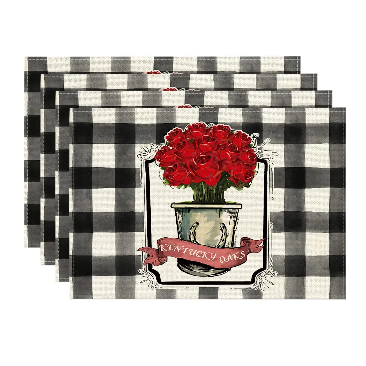 Buffalo Plaid Roses Kentucky Placemats Set of 4,12x18 Inch Seasonal Derby Horse Racing Table Mats for Party Kitchen Dining Decor
Buffalo Plaid Roses Kentucky Placemats Set of 4,12x18 Inch Seasonal Derby Horse Racing Table Mats for Party Kitchen Dining Decor