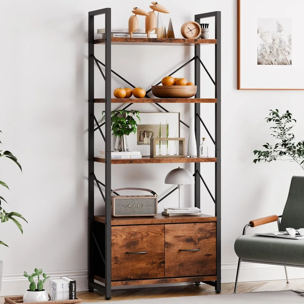 5-уровневая книжная полка с 2 ящиками, промышленный высокий книжный шкаф, современные книжные полки, деревянная и металлическая полка, бесплатная подставка
5-уровневая книжная полка с 2 ящиками, промышленный высокий книжный шкаф, современные книжные полки, деревянная и металлическая полка, бесплатная подставка