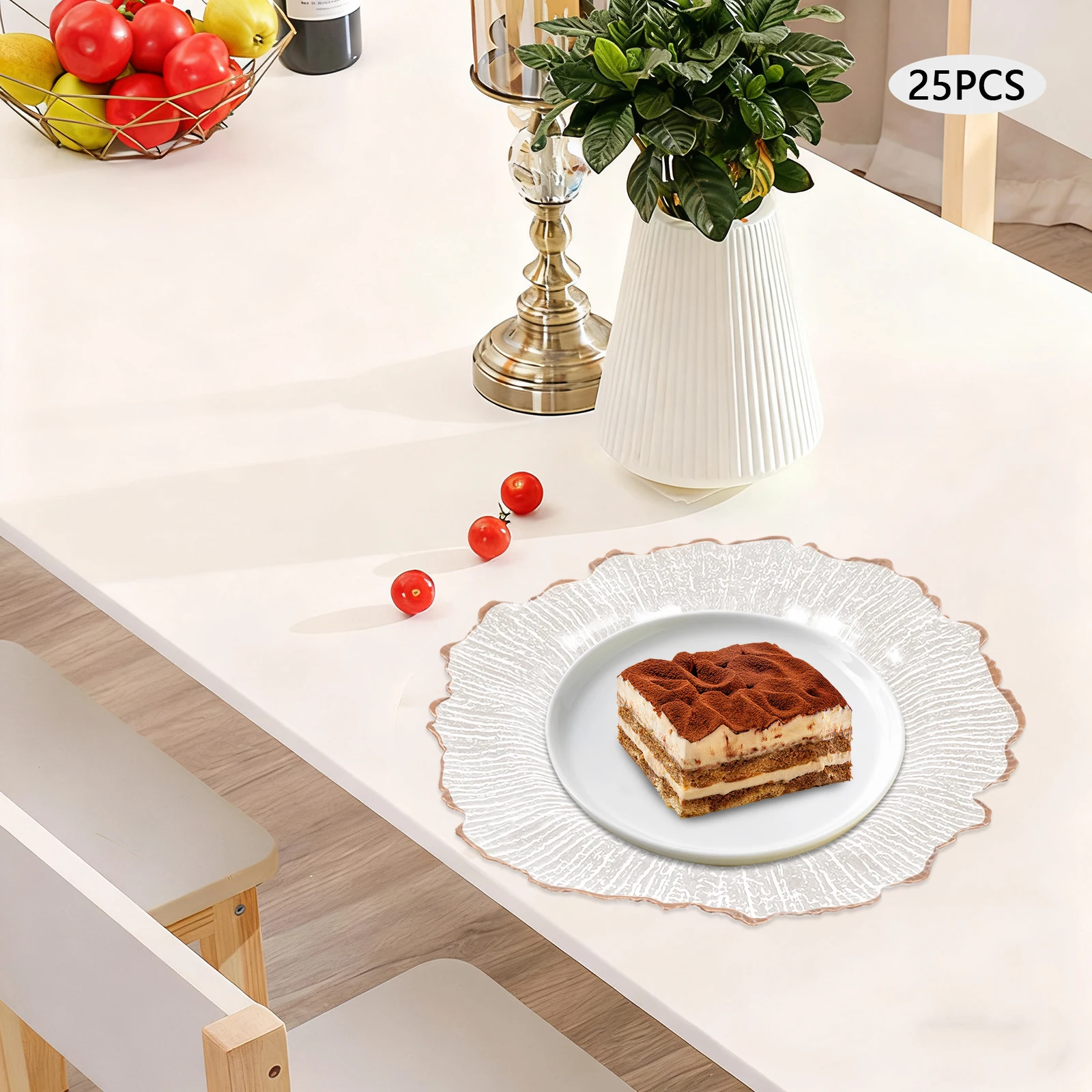 25 упаковок прозрачных тарелок для зарядного устройства из розового золота, пластиковые обеденные тарелки 32 см для свадьбы - декоративная посуда, мерцающие акцентные тарелки
25 упаковок прозрачных тарелок для зарядного устройства из розового золота, пластиковые обеденные тарелки 32 см для свадьбы - декоративная посуда, мерцающие акцентные тарелки