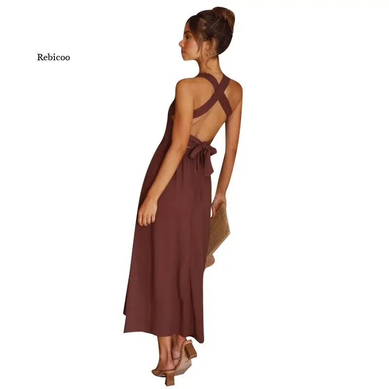 2022 Summer Sleeveless Halter Backless Bodycon Dress Sexy Women Streetwear Party Club Casual Fashion Solid Cotton Linen Dresses
2022 Summer Sleeveless Halter Backless Bodycon Dress Sexy Women Streetwear Party Club Casual Fashion Solid Cotton Linen Dresses