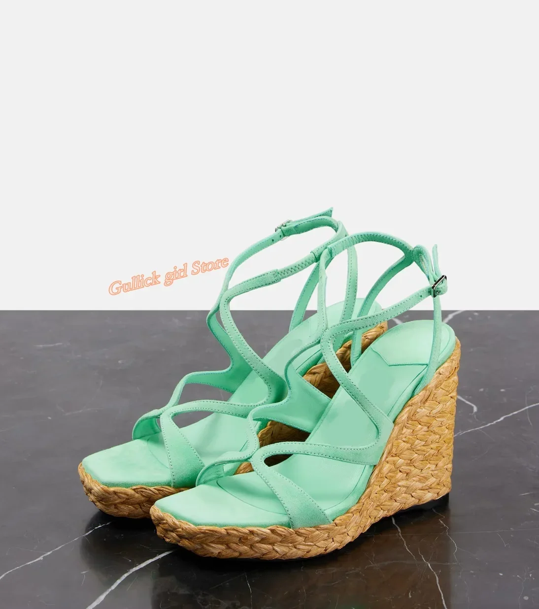 Weave Wedges Platform Sandals Square Toe Cross Strap Ankle Buckle Runway 2025 Summer Women Dress Shoes Green Suede
Weave Wedges Platform Sandals Square Toe Cross Strap Ankle Buckle Runway 2025 Summer Women Dress Shoes Green Suede