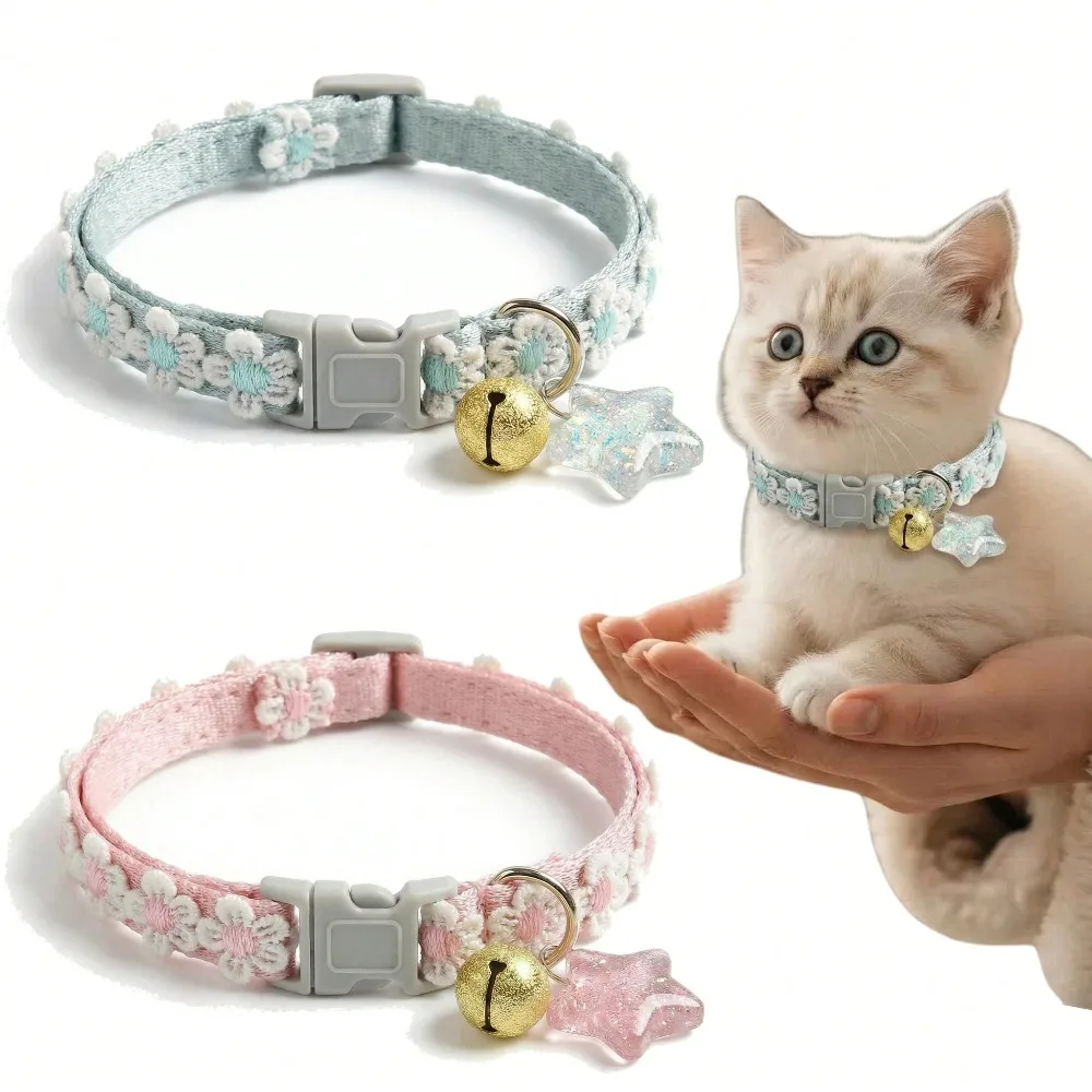 1/2 Adjustable Pet Collar With Star Decor Bell, Suitable For Cats And Small Dogs, Floral Decoration
1/2 Adjustable Pet Collar With Star Decor Bell, Suitable For Cats And Small Dogs, Floral Decoration