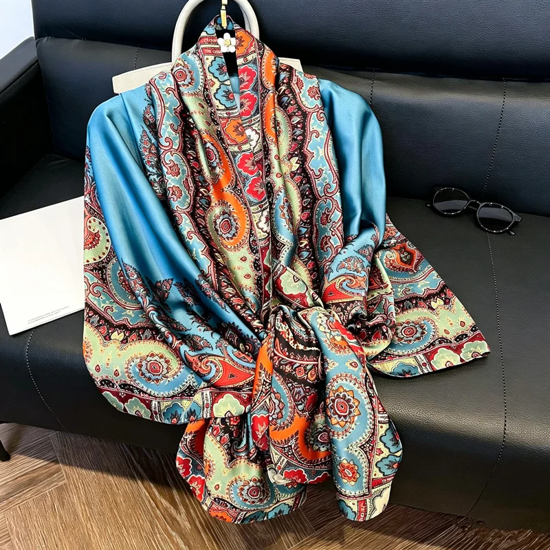 Autumn 180*90cm Large Silk Satin Scarf Hijab Women Print Spring New Shawl Wrap Female Hand Foulard Pashmina Travel Echarpe
Autumn 180*90cm Large Silk Satin Scarf Hijab Women Print Spring New Shawl Wrap Female Hand Foulard Pashmina Travel Echarpe