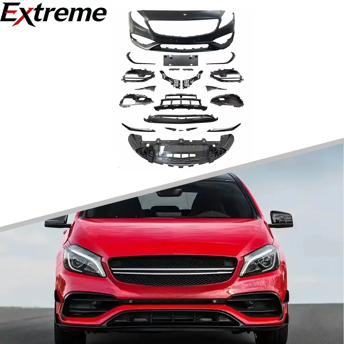 A45 AMG Style Auto PP Bumper Front Lip Rear Diffuser Side Skirt Vents Spoiler Body Kit for BENZ W176 2013-2018
A45 AMG Style Auto PP Bumper Front Lip Rear Diffuser Side Skirt Vents Spoiler Body Kit for BENZ W176 2013-2018