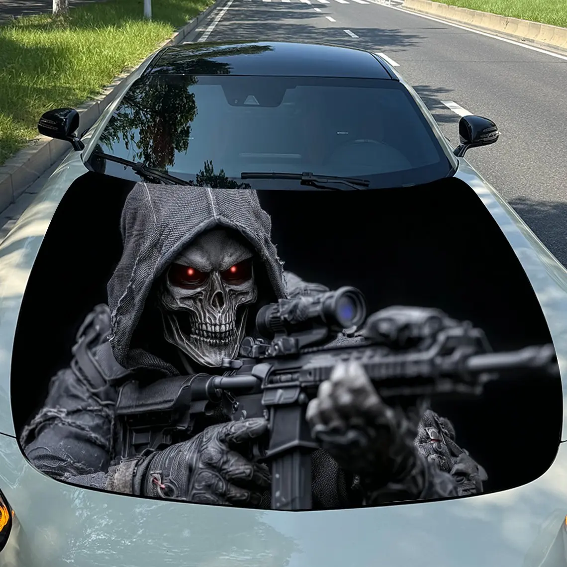 Night Sniper Spirit Red-Eyed Grim Reaper Car Vinyl Wrap, PVC Material Waterproof Car Hood Sticker, Self-Adhesive Scratch-Resista
Night Sniper Spirit Red-Eyed Grim Reaper Car Vinyl Wrap, PVC Material Waterproof Car Hood Sticker, Self-Adhesive Scratch-Resista