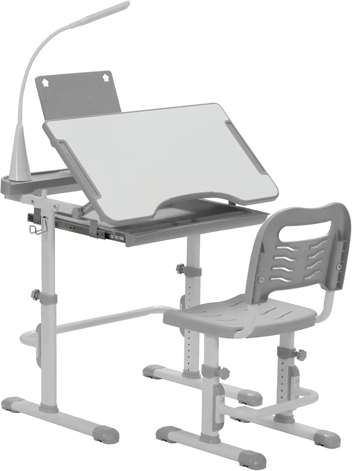 Kids' Desk and Chair Set, Height Adjustable Child's School Study Writing Tables with Tilt Desktop, LED Light, Storage Drawer, Bo
Kids' Desk and Chair Set, Height Adjustable Child's School Study Writing Tables with Tilt Desktop, LED Light, Storage Drawer, Bo