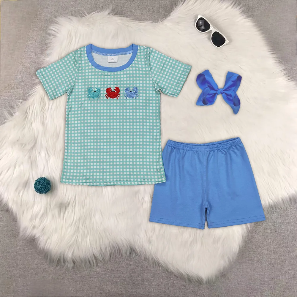 Baby Boys summer clothing Embroidery Baby Boys Crabs Checkered Shirt And Shorts Clothing Set Baby Boys Outfit with Crabs Pattern
Baby Boys summer clothing Embroidery Baby Boys Crabs Checkered Shirt And Shorts Clothing Set Baby Boys Outfit with Crabs Pattern