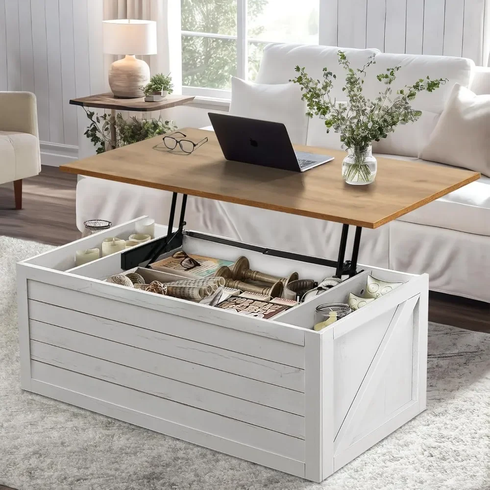 Coffee Table, 47” with Storage Cabinet with Large Hidden Storage Compartment, Sliding Barn Door, Elevated Coffee Table
Coffee Table, 47” with Storage Cabinet with Large Hidden Storage Compartment, Sliding Barn Door, Elevated Coffee Table