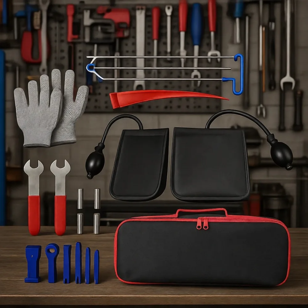 22 Piece Stainless Steel Car Repair Multifunctional Tool Kit with Air Wedge
22 Piece Stainless Steel Car Repair Multifunctional Tool Kit with Air Wedge