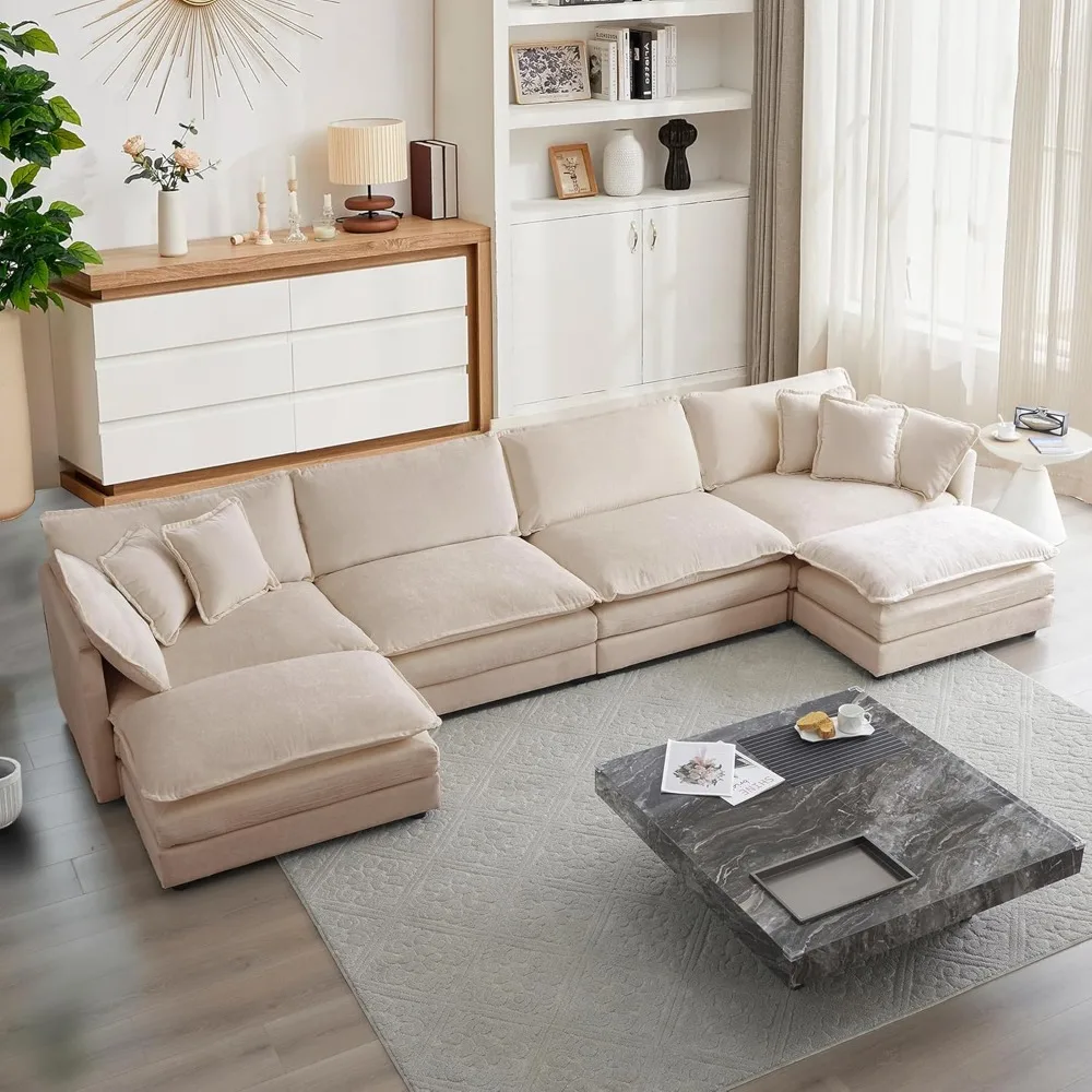 Modular Sectional Sofa, U Shaped Couch Set for Living Room, 4-Seater Comfy Cloud Couches with Two Movable
Modular Sectional Sofa, U Shaped Couch Set for Living Room, 4-Seater Comfy Cloud Couches with Two Movable
