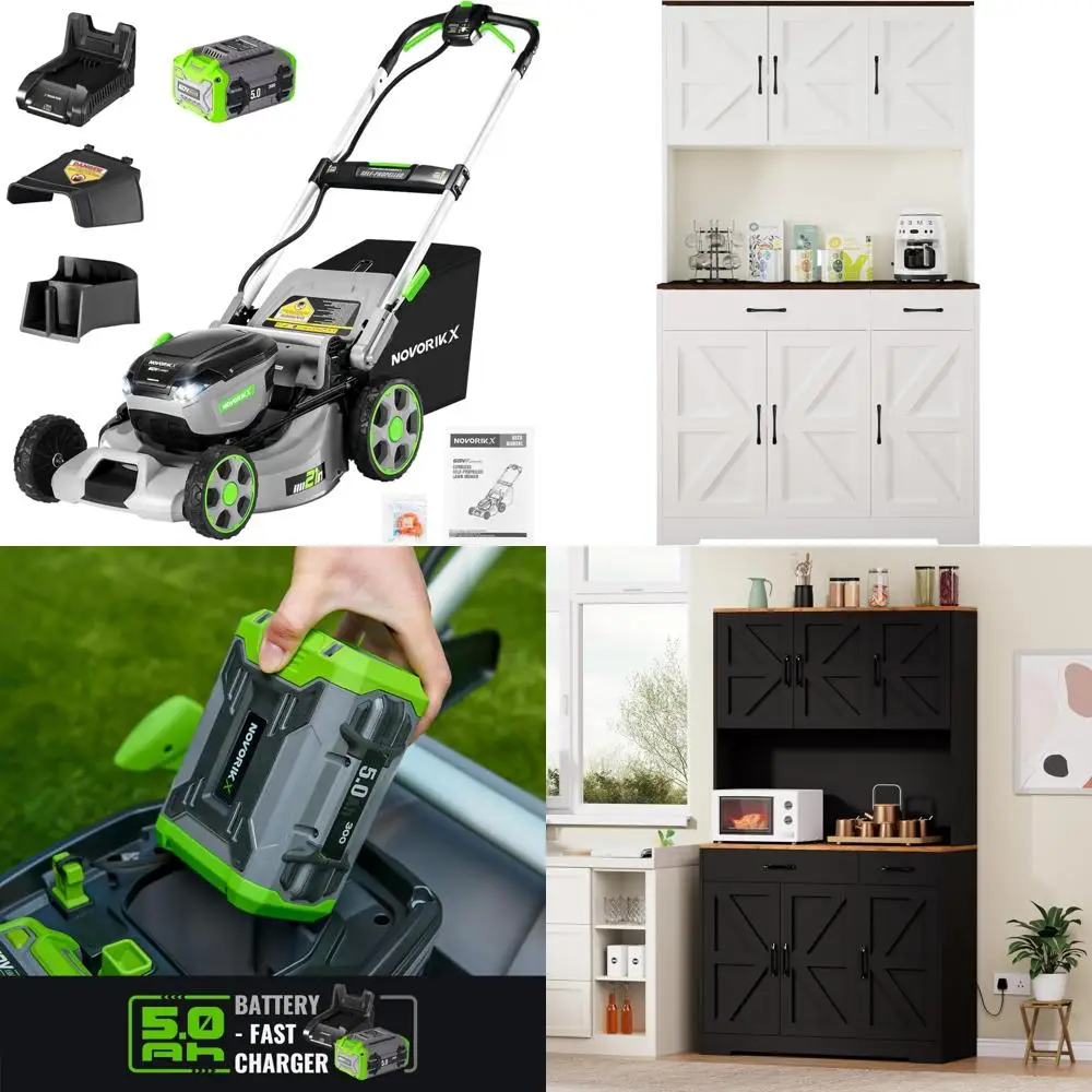 21-Inch Cordless Electric Lawn Mower with 60V, Brushless Motor, LED Headlight, and 5.0Ah Battery for Large Yards
21-Inch Cordless Electric Lawn Mower with 60V, Brushless Motor, LED Headlight, and 5.0Ah Battery for Large Yards