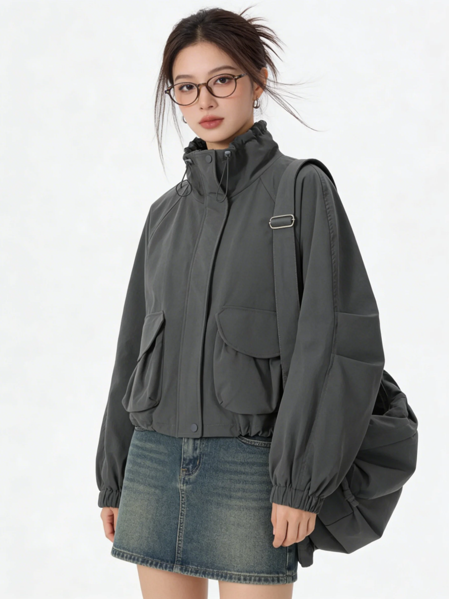 Retro Sporty Workwear Design down Jacket Stand Collar Loose Casual Korean Style Early Spring Loose Fit Jacket Top
Retro Sporty Workwear Design down Jacket Stand Collar Loose Casual Korean Style Early Spring Loose Fit Jacket Top
