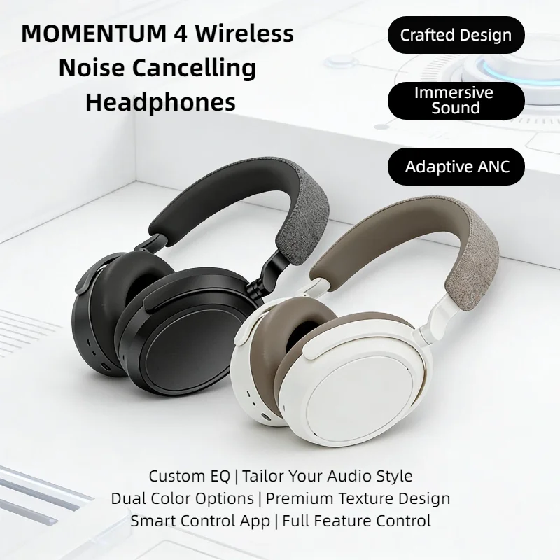 Оригинальные беспроводные наушники MOMENTUM 4, 60-часовая автономная работа, ANC, Bluetooth 5.2, накладные, складные, эргономичный дизайн, белые
Оригинальные беспроводные наушники MOMENTUM 4, 60-часовая автономная работа, ANC, Bluetooth 5.2, накладные, складные, эргономичный дизайн, белые