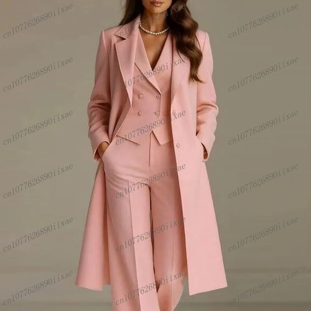 Long Pink Blazer Women Suits Lady Business Office Tuxedos Mother Wedding Party Formal Ladies 3 Piece Set Jacket Vest Pants
Long Pink Blazer Women Suits Lady Business Office Tuxedos Mother Wedding Party Formal Ladies 3 Piece Set Jacket Vest Pants