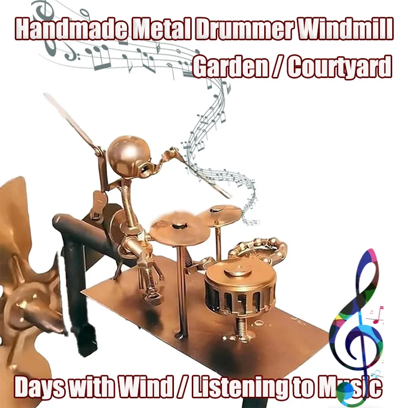 Handmade Metal Drummer Windmill Wind Powered Percussion Instruments Music Suitable For Garden And Courtyard Decoration
Handmade Metal Drummer Windmill Wind Powered Percussion Instruments Music Suitable For Garden And Courtyard Decoration