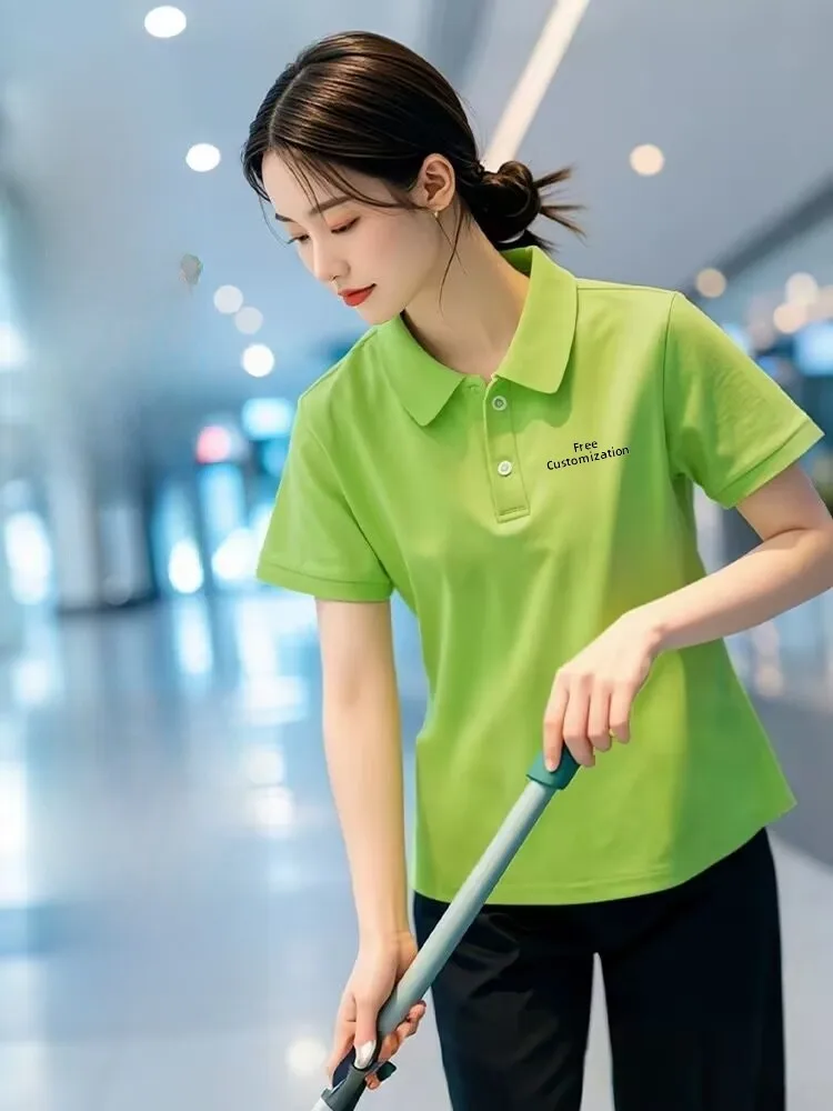 Quick Dry Short Sleeve T Shirt Property Cleaning Work Uniform for Aunty Hotel Housekeeping Staff Summer Workwear Uniform
Quick Dry Short Sleeve T Shirt Property Cleaning Work Uniform for Aunty Hotel Housekeeping Staff Summer Workwear Uniform