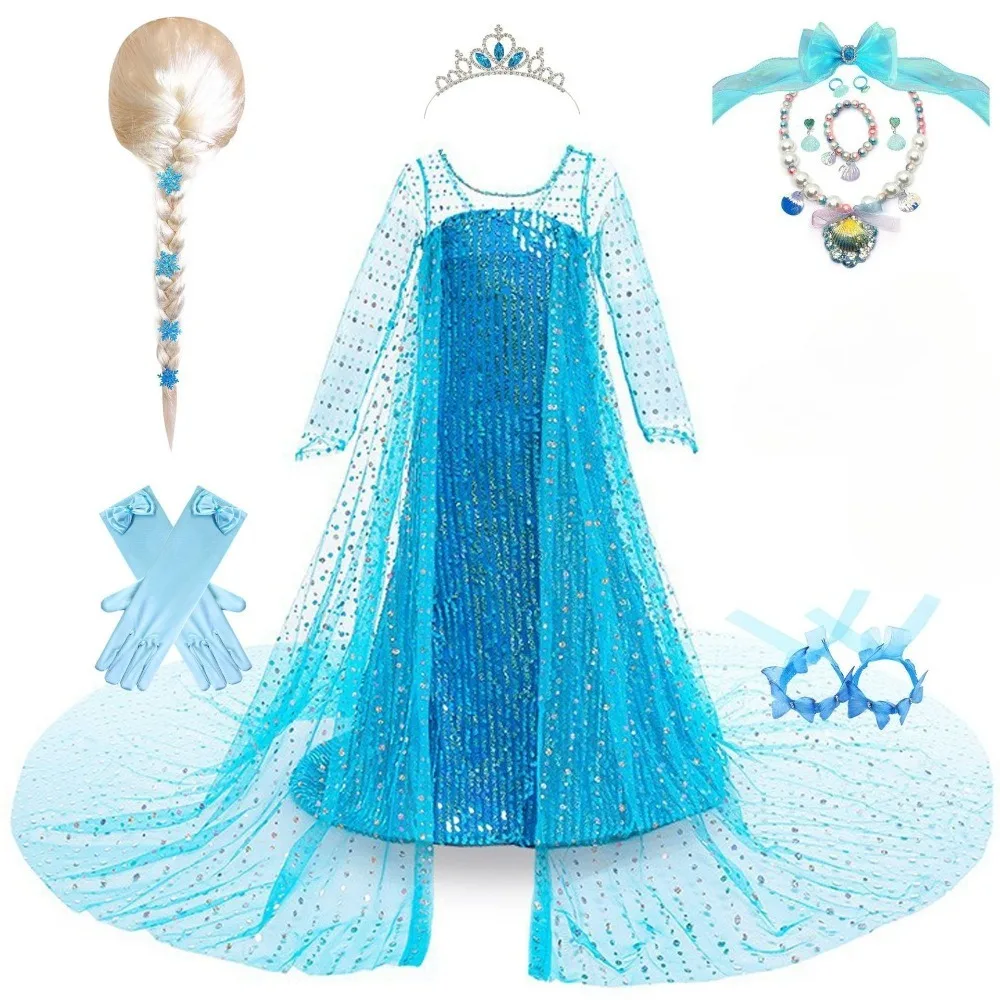 9pcs Blue Snow Queen Girls Princess Dress Costume Sequin Halloween Birthday Party Cosplay Performance Dress Up Kids
9pcs Blue Snow Queen Girls Princess Dress Costume Sequin Halloween Birthday Party Cosplay Performance Dress Up Kids