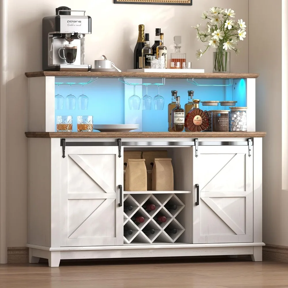 55" Farmhouse Coffee Bar Cabinet with LED Lights, Buffet Cabinet with Storage & Wine Racks, Home Liquor Cabinet with Adjustable
55" Farmhouse Coffee Bar Cabinet with LED Lights, Buffet Cabinet with Storage & Wine Racks, Home Liquor Cabinet with Adjustable