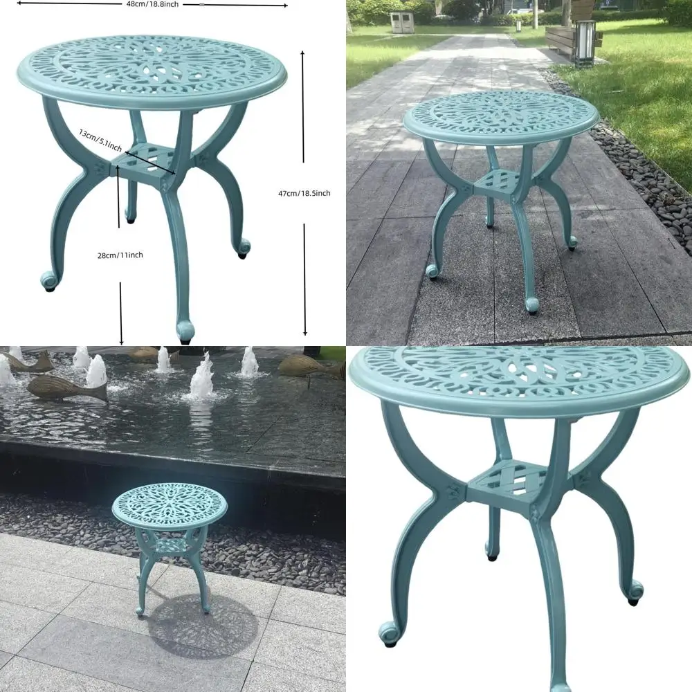 Light Blue Outdoor Aluminum Side Table, Weather-Resistant for Patio, Pool, Indoor Use, Easy Maintenance, 18.5 Round
Light Blue Outdoor Aluminum Side Table, Weather-Resistant for Patio, Pool, Indoor Use, Easy Maintenance, 18.5 Round