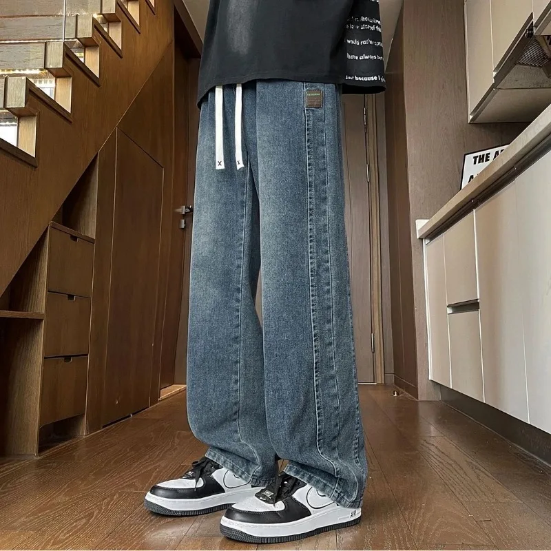 Men's Drawstring Waist Loose Straight Leg Jeans Summer Casual Wide Leg Denim Pants
Men's Drawstring Waist Loose Straight Leg Jeans Summer Casual Wide Leg Denim Pants