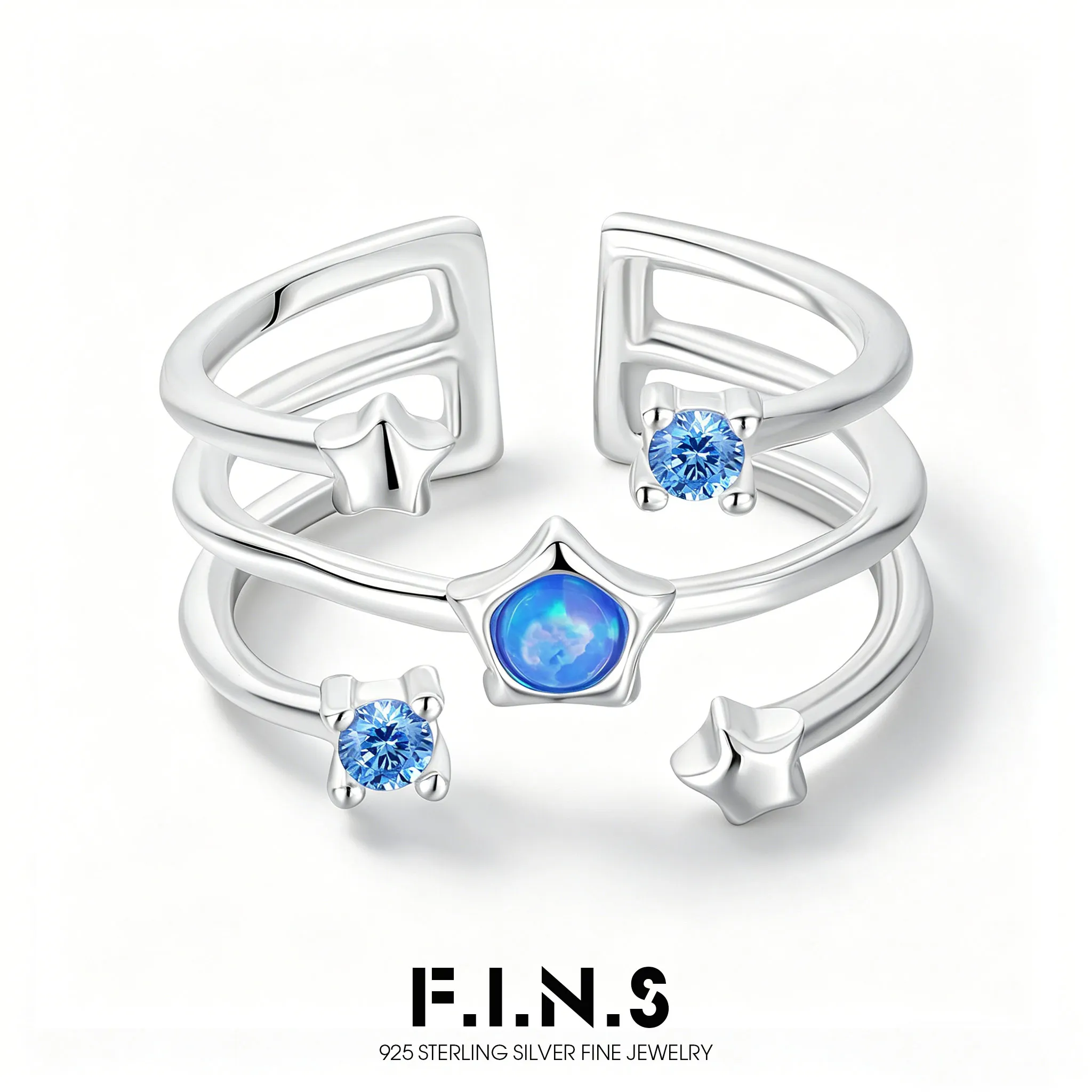 F.I.N.S Original Design S925 Sterling Silver Multi-Layered Opal Ring For Women Layered Lines Star Zircon Index Mid Finger Jewels
F.I.N.S Original Design S925 Sterling Silver Multi-Layered Opal Ring For Women Layered Lines Star Zircon Index Mid Finger Jewels