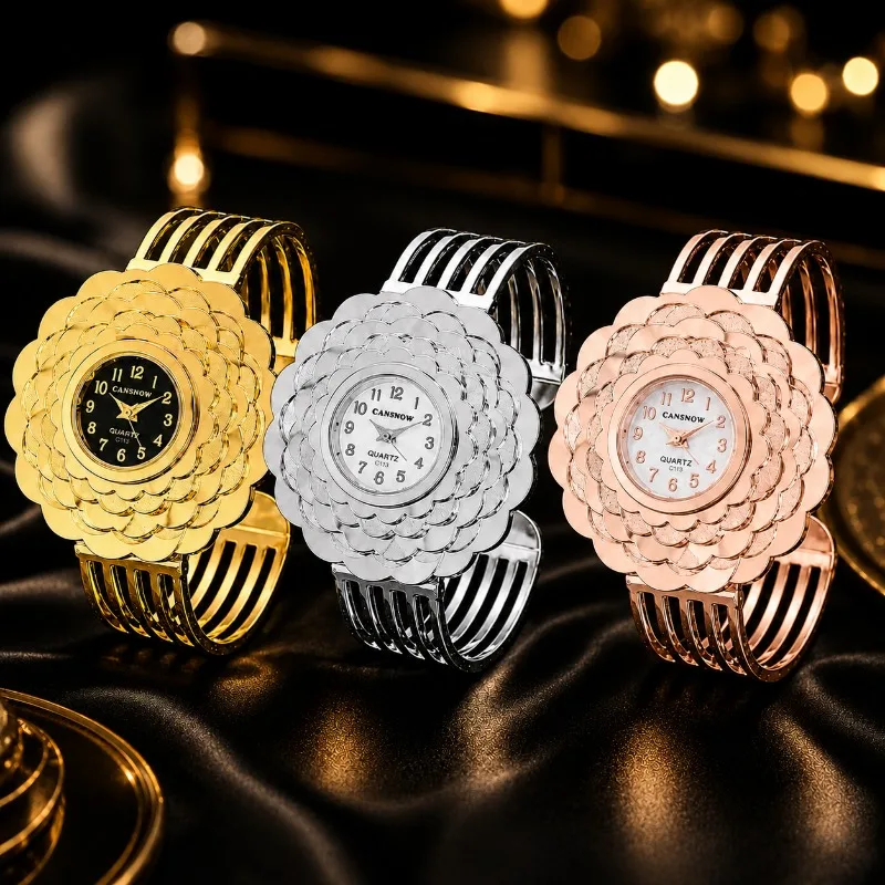 Elegant Flower Women Bangle Watch Unique Flower Round Dial Quartz Watches for Woman Fashion Ladies Wristwatches Clock reloj
Elegant Flower Women Bangle Watch Unique Flower Round Dial Quartz Watches for Woman Fashion Ladies Wristwatches Clock reloj