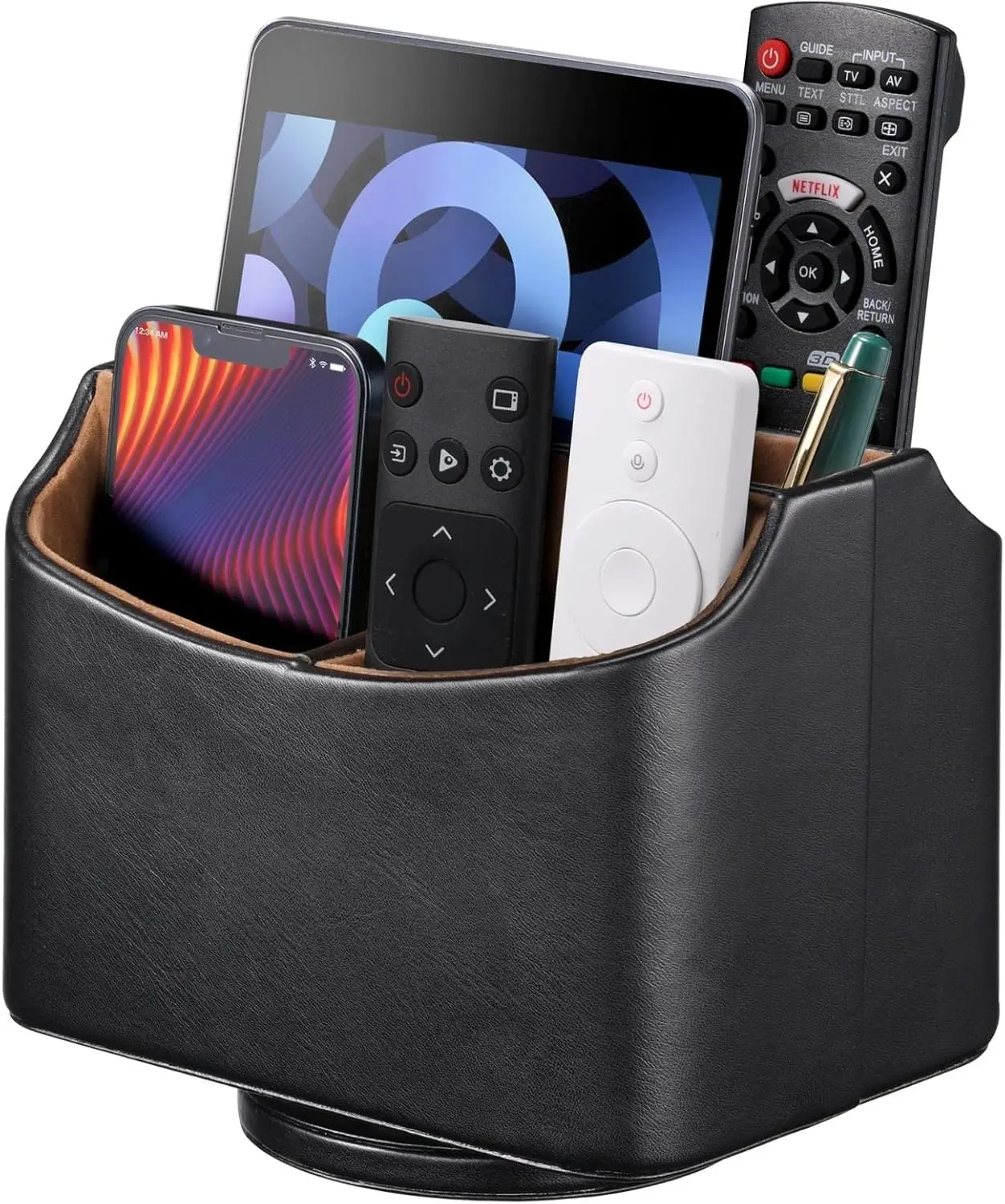 Вращающийся настольный органайзер для пультов от телевизоров, планшетов, телефонов, очков, книг, ручек - черный
Вращающийся настольный органайзер для пультов от телевизоров, планшетов, телефонов, очков, книг, ручек - черный