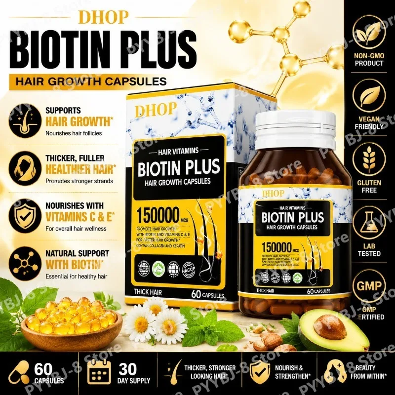 Hair Growth Capsules 60 Count Dietary Supplement Contain Biotin,inositol & Multiple Vitamins Promote Thicker and Healthier Hair
Hair Growth Capsules 60 Count Dietary Supplement Contain Biotin,inositol & Multiple Vitamins Promote Thicker and Healthier Hair