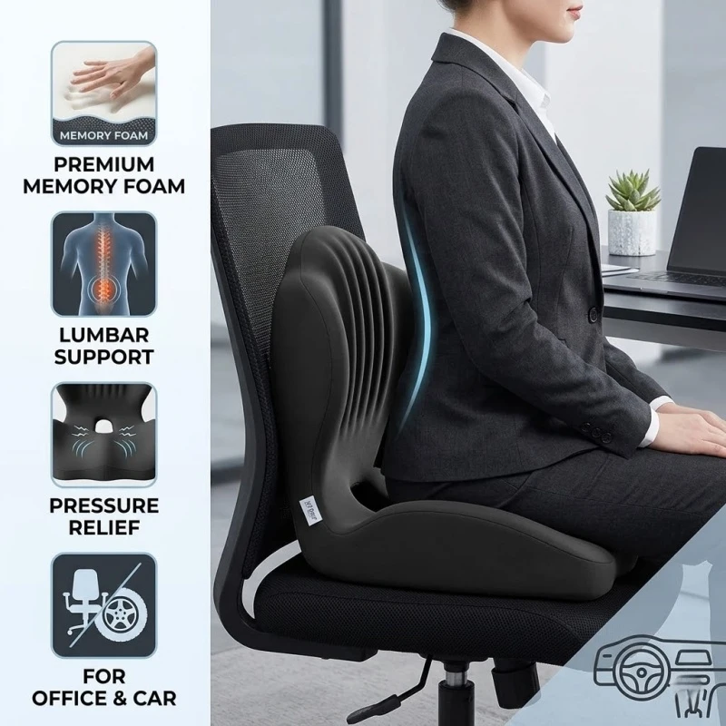 Ergonomic Memory Foam Cushion Lumbar Back Support Stress Relief Seat Pad For Office Chair Car Black
Ergonomic Memory Foam Cushion Lumbar Back Support Stress Relief Seat Pad For Office Chair Car Black